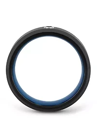 1/10 ct. t.w. Black Diamond Solitaire Band and Blue Tungsten