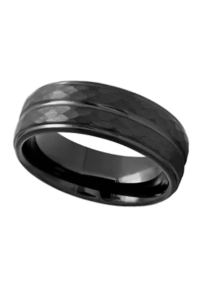 Grooved Faceted Band Black Tantalum