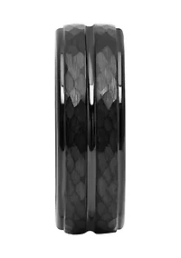 Grooved Faceted Band Black Tantalum