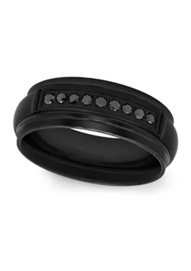 1/6 ct. t.w. Black Diamond Domed Band Stainless Steel