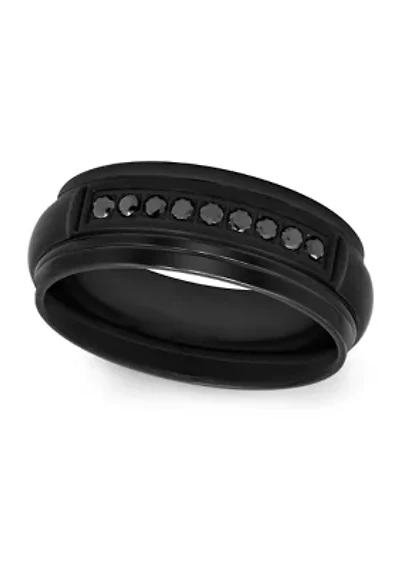 1/6 ct. t.w. Black Diamond Domed Band Stainless Steel