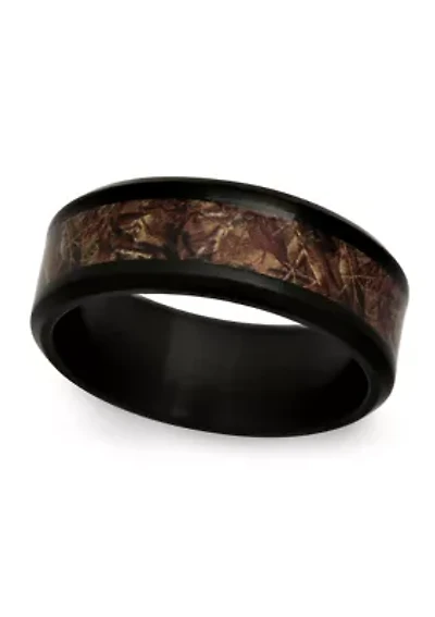 Brown Camo Inlay Band Black Stainless Steel