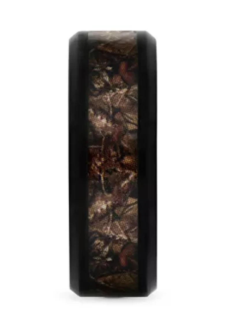 Brown Camo Inlay Band Black Stainless Steel
