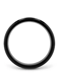 Woodgrain Inlay Beveled Band Black Stainless Steel