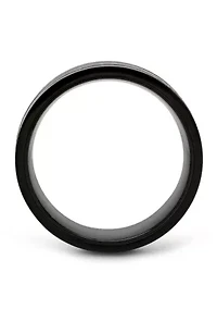 Striped Band Black and Rose-Tone Stainless Steel