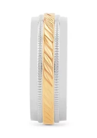 Wave Center Milgrain Band Two-Tone Stainless Steel