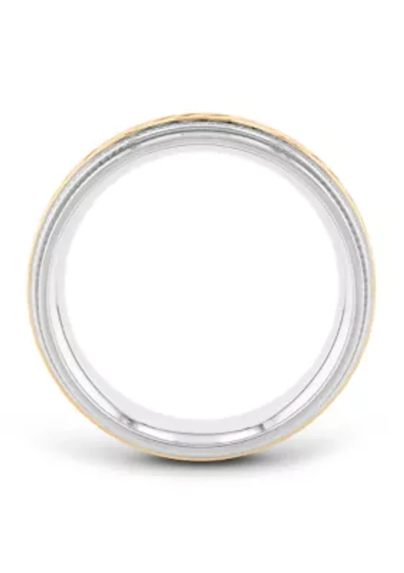 Wave Center Milgrain Band Two-Tone Stainless Steel