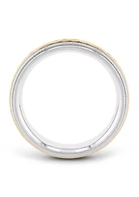 Wave Center Milgrain Band Two-Tone Stainless Steel
