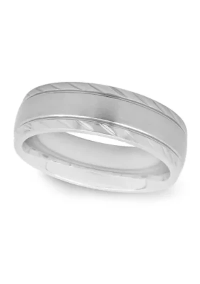 Grooved Satin Center Band Stainless Steel