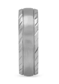 Grooved Satin Center Band Stainless Steel