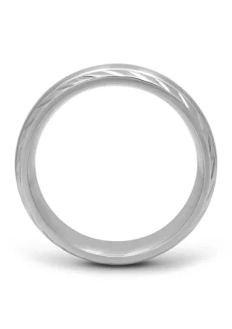 Grooved Satin Center Band Stainless Steel