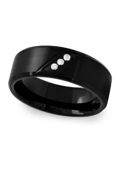 1/10 ct. t.w. Diamond Band Black Stainless Steel
