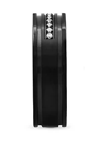 1/6 ct. t. w. Diamond Grooved Band Black Stainless Steel