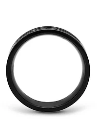 1/6 ct. t. w. Diamond Grooved Band Black Stainless Steel