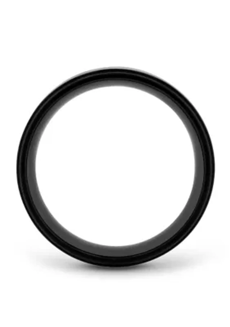 Black Weave Inlay Lightweight Beveled Band Titanium
