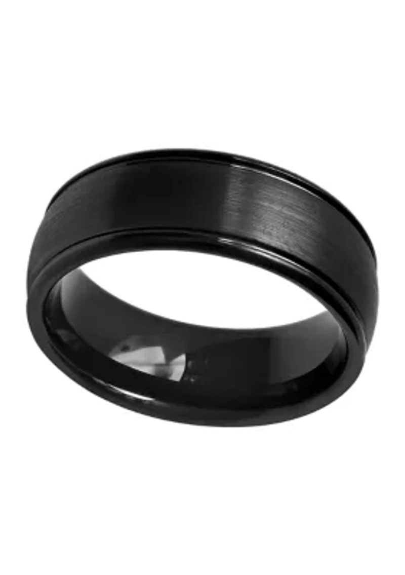 Domed Satin Finish Band Black Cobalt