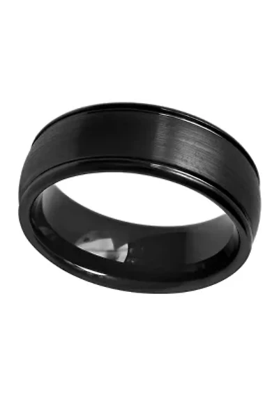 Domed Satin Finish Band Black Cobalt