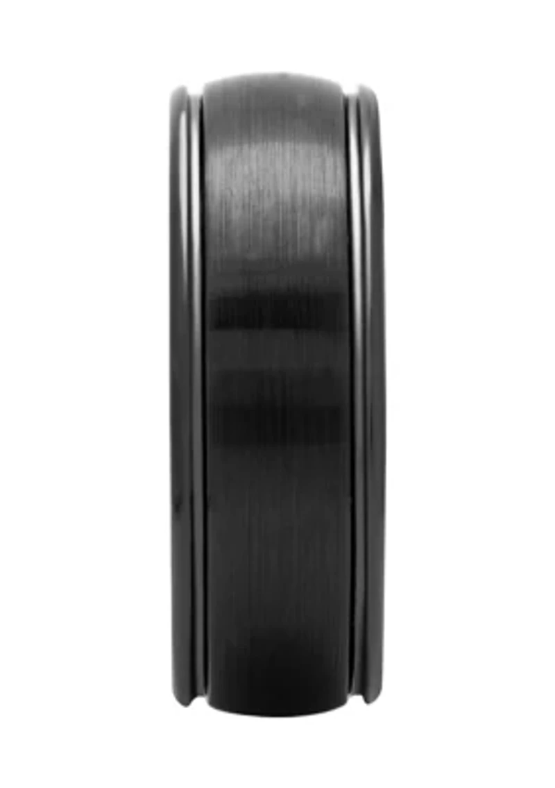 Domed Satin Finish Band Black Cobalt