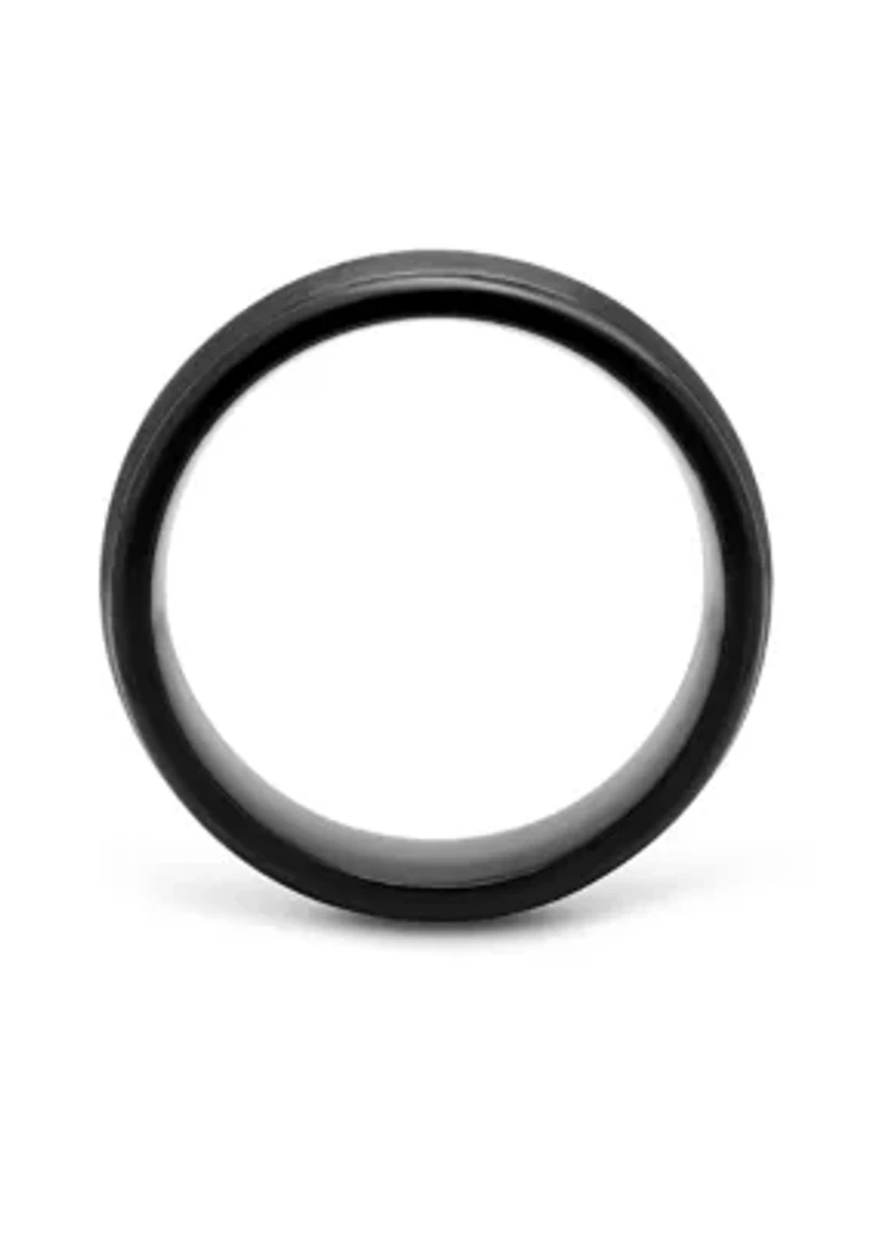 Domed Satin Finish Band Black Cobalt