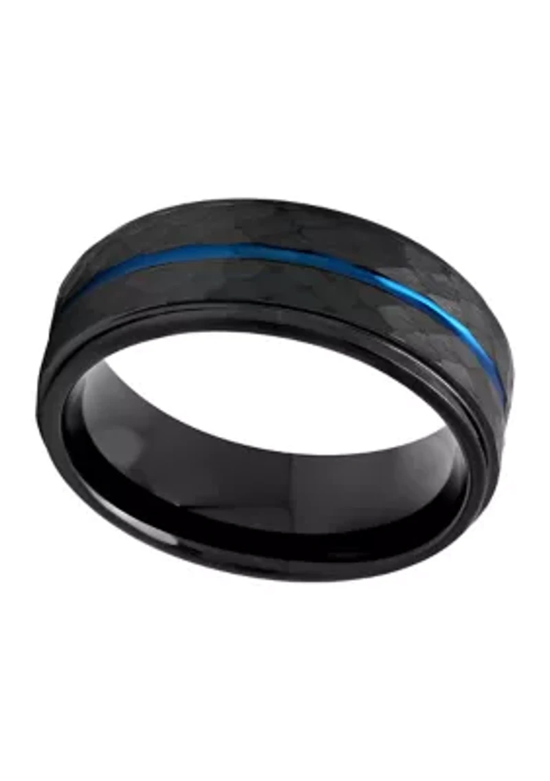 Hammered Blue Stripe Band Black Cobalt