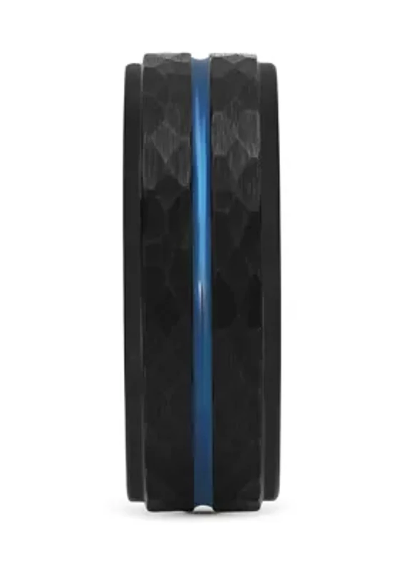 Hammered Blue Stripe Band Black Cobalt