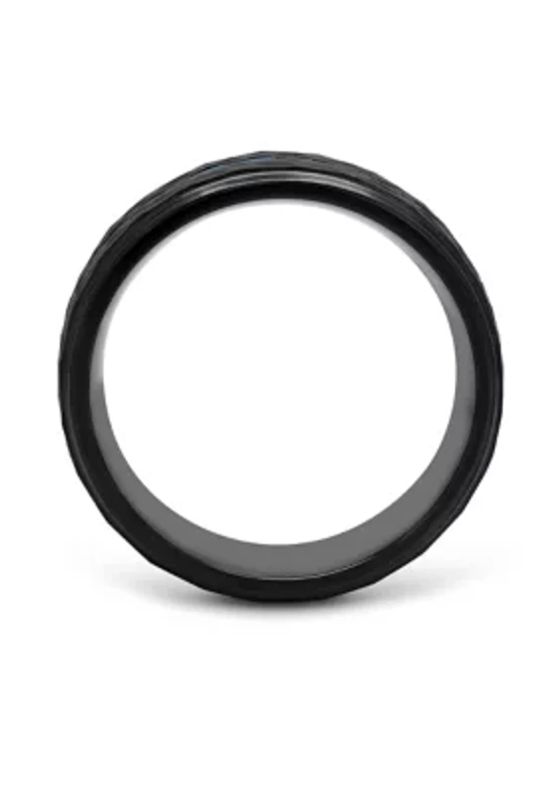 Hammered Blue Stripe Band Black Cobalt