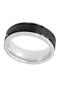 Grooved Satin Finish Band Two-Tone Cobalt