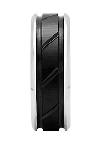Grooved Satin Finish Band Two-Tone Cobalt