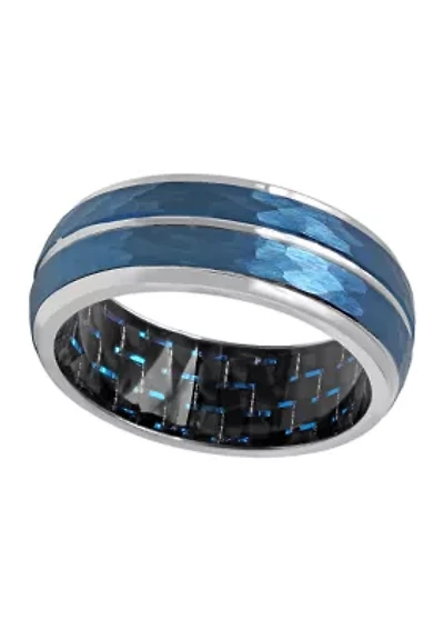 Hammered Step Edge Band Blue Cobalt