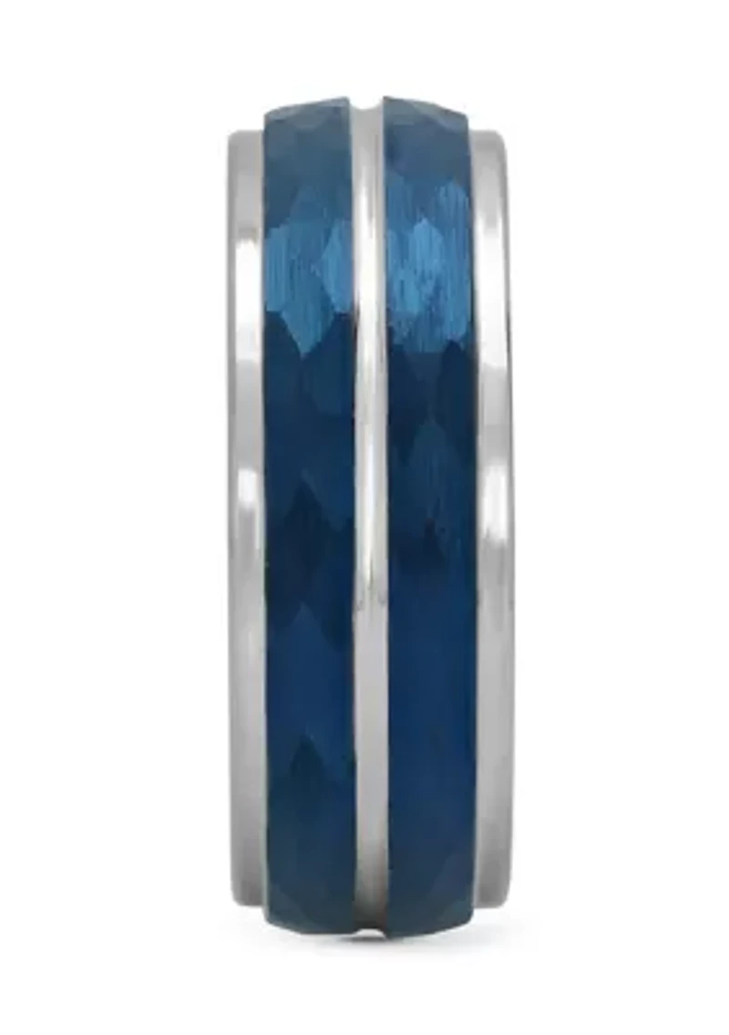 Hammered Step Edge Band Blue Cobalt