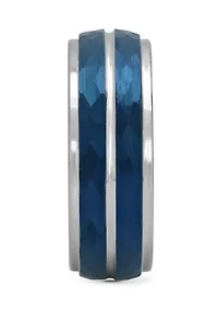 Hammered Step Edge Band Blue Cobalt