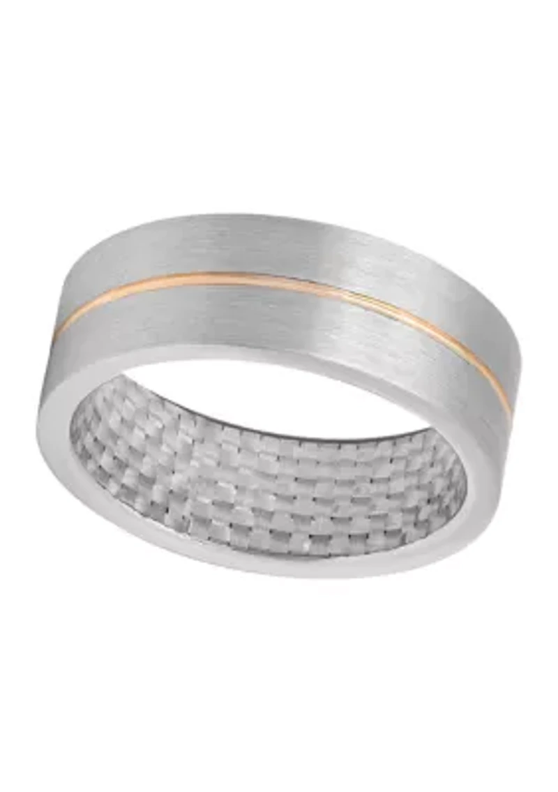 Satin Finish Rose-Tone Stripe Band Cobalt