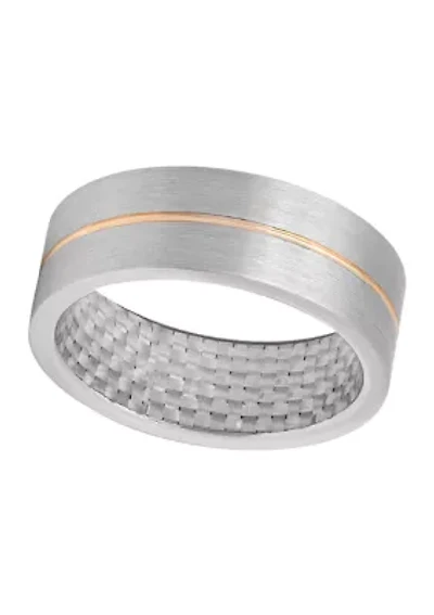 Satin Finish Rose-Tone Stripe Band Cobalt