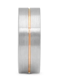 Satin Finish Rose-Tone Stripe Band Cobalt