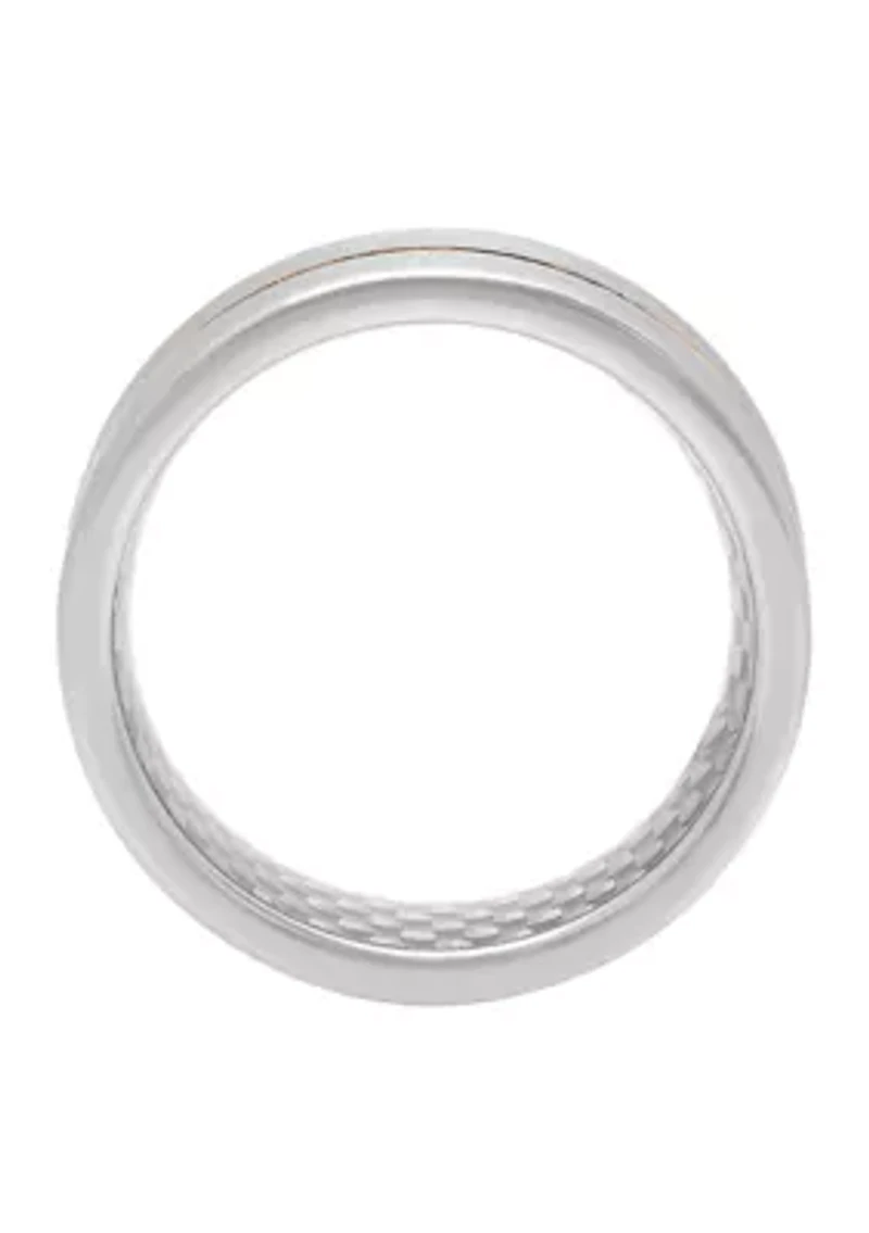 Satin Finish Rose-Tone Stripe Band Cobalt