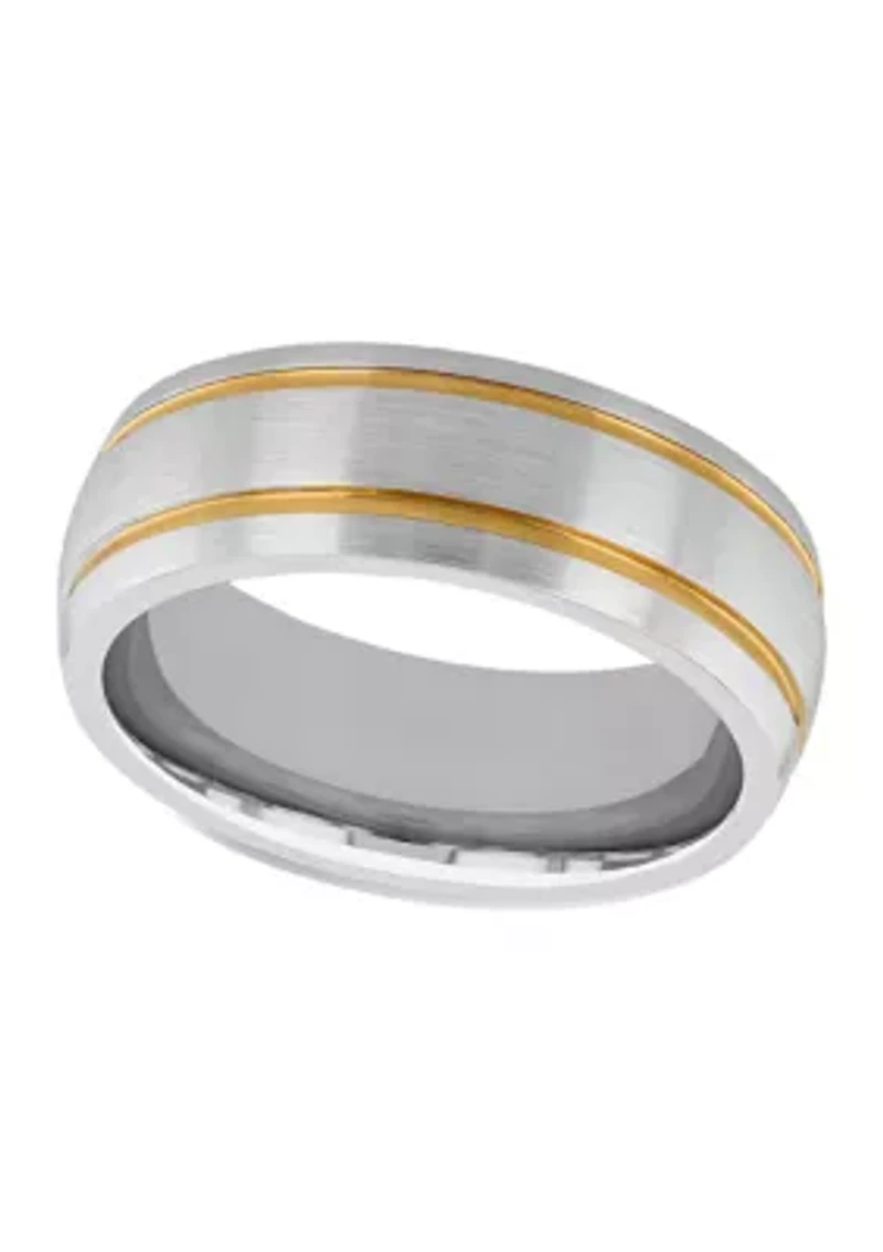 Satin Finish Gold-Tone Stripe Band Cobalt