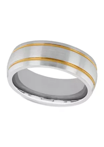 Satin Finish Gold-Tone Stripe Band Cobalt