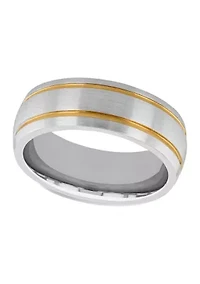 Satin Finish Gold-Tone Stripe Band Cobalt