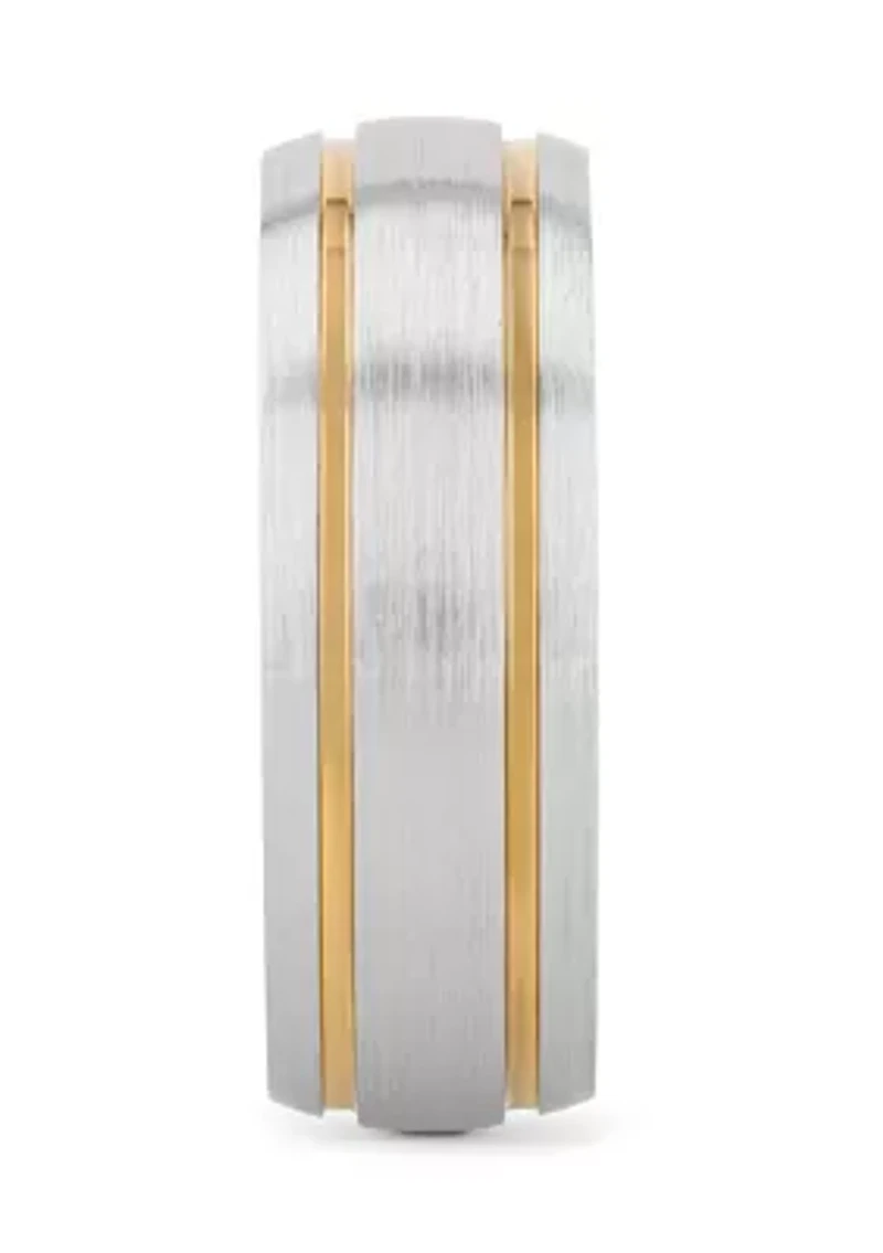 Satin Finish Gold-Tone Stripe Band Cobalt