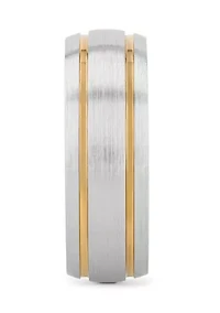 Satin Finish Gold-Tone Stripe Band Cobalt