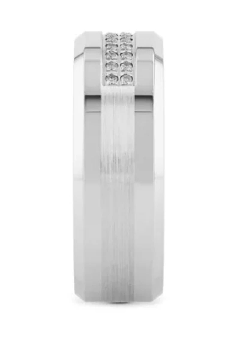 1/8 ct. t.w. Diamond Beveled Edge Band Cobalt