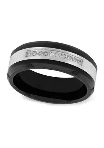 1/10 ct. t.w. Diamond Beveled Edge Band Black Cobalt