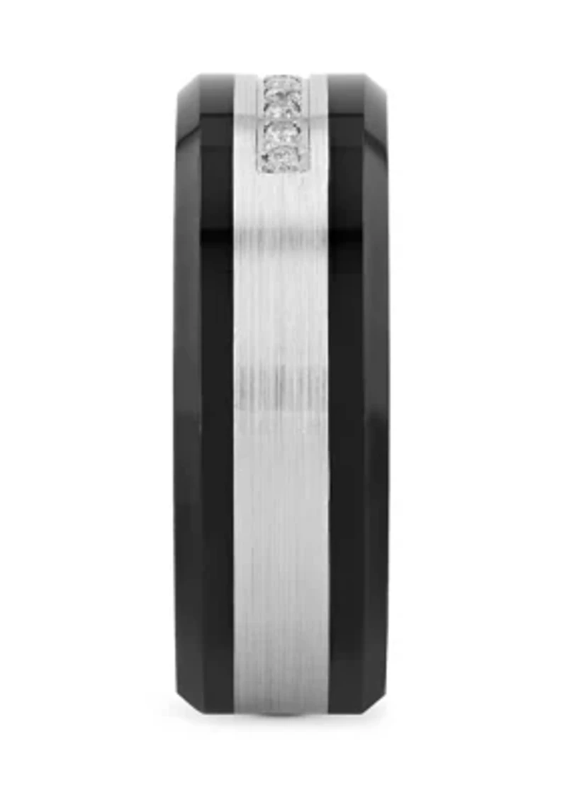 1/10 ct. t.w. Diamond Beveled Edge Band Black Cobalt