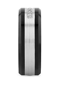 1/10 ct. t.w. Diamond Beveled Edge Band Black Cobalt