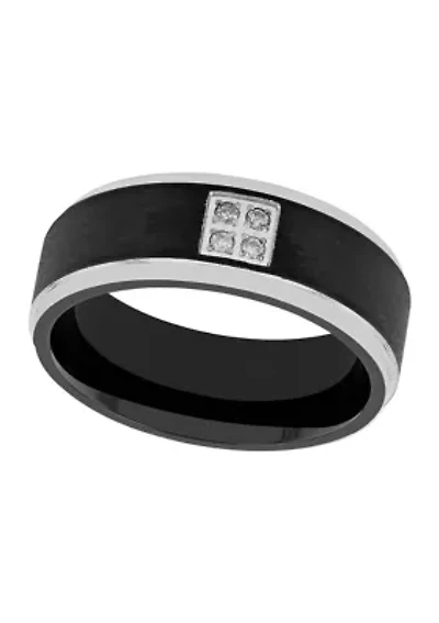 1/10 ct. t.w. Diamond Accent Brushed Step Edge Band Black Cobalt