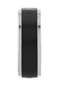 1/10 ct. t.w. Diamond Accent Brushed Step Edge Band Black Cobalt