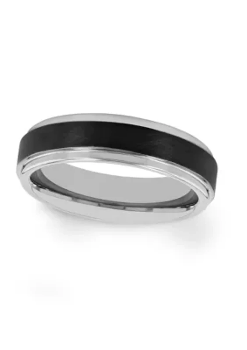 Brushed Step Edge Band Two-Tone Tantalum