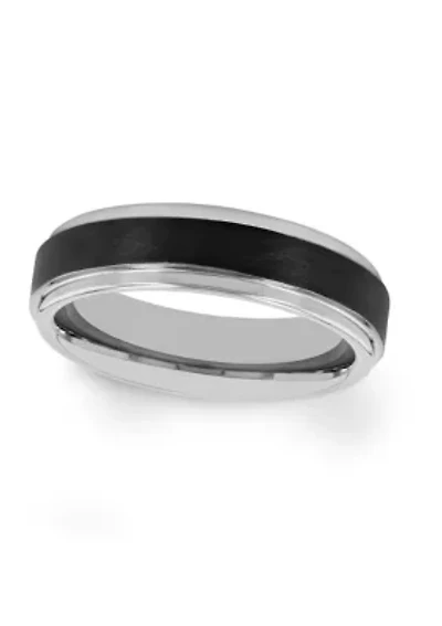 Brushed Step Edge Band Two-Tone Tantalum
