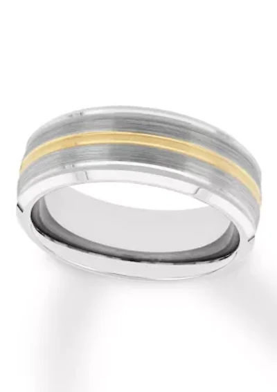 Striped Satin Finish Band Two-Tone Tantalum