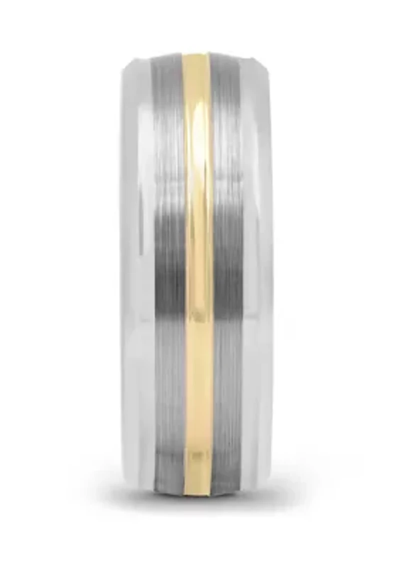 Striped Satin Finish Band Two-Tone Tantalum